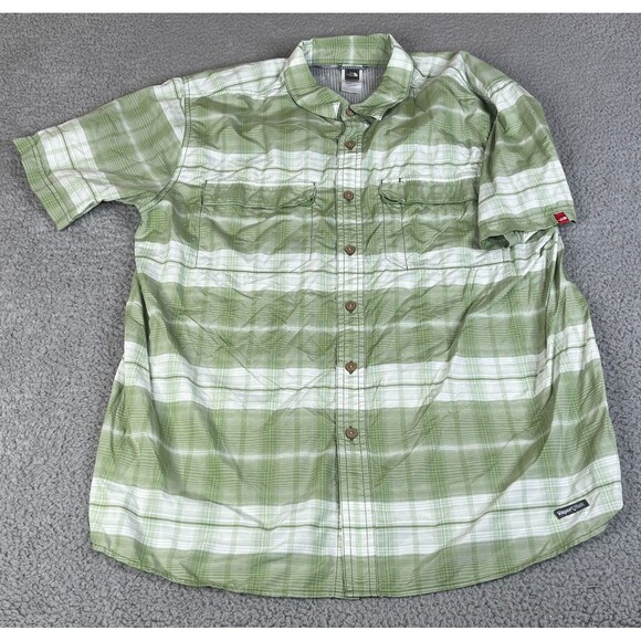 The North Face Shirt Mens XL Green Plaid Button  Vaporwick Vented Outdoor - Picture 1 of 12